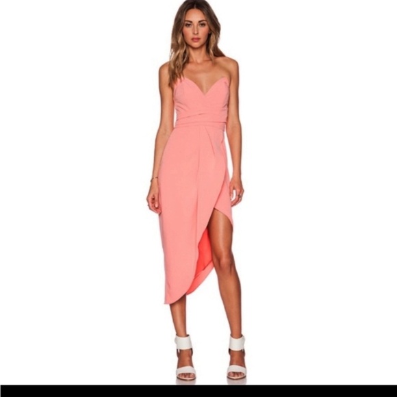 Revolve Lovers + Friends Riviera Pink Coral Strapless Dress Date Night Wedding - Picture 1 of 7